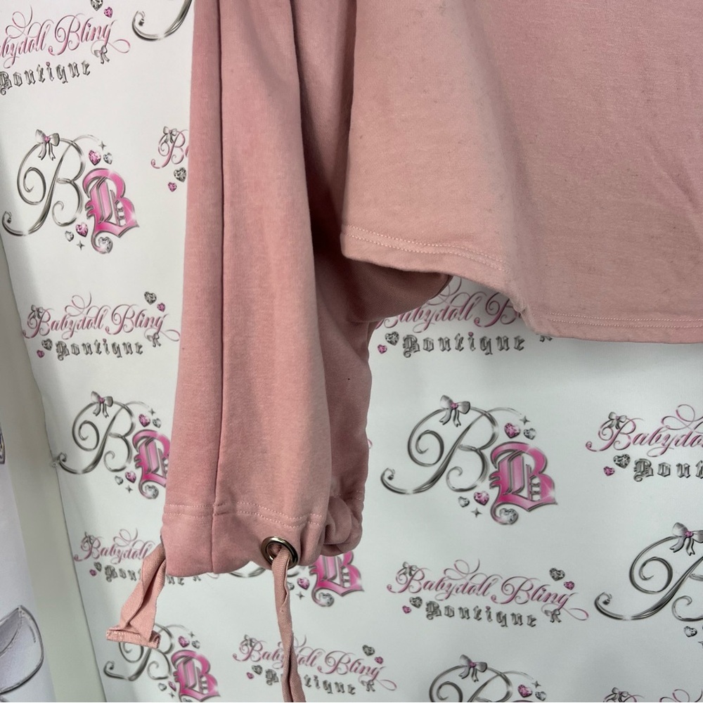 Tiger Mist sweater corset lace up sleeves not your baby Dusty Pink Cropped - Picture 8 of 9